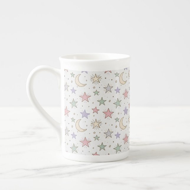 Whimsical månstjärnmönster benporslin mugg (Vänster)