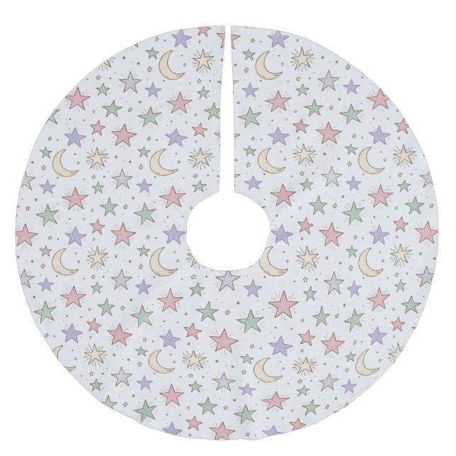 Whimsical månstjärnmönster julgransmatta borstad polyester (Framsidan)