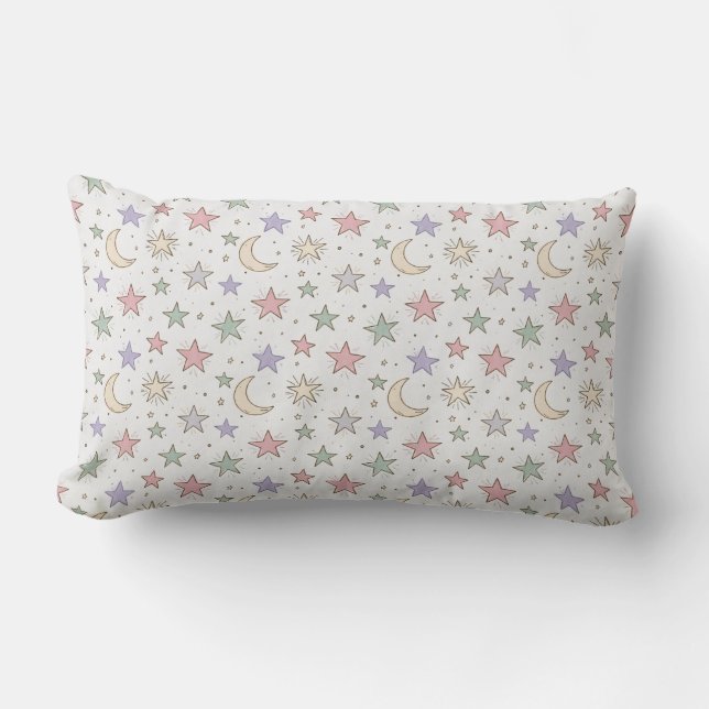 Whimsical månstjärnmönster lumbarkudde (Framsida)
