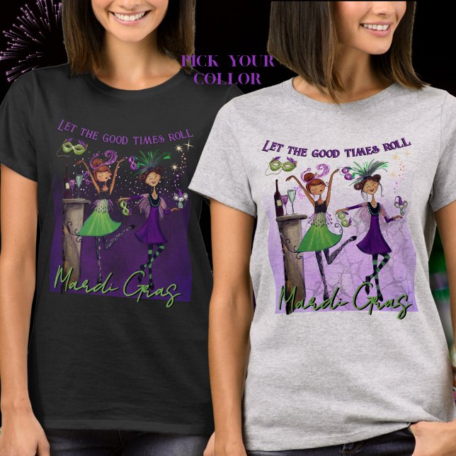 Whimsical Mardi Gras Dancing Girls Festive T-Shirt (Whimsical Mardi Gras Dancing Girls Festive T-Shirt)