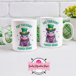 Whimsical Mardi Gras Tjock tisdag Hippo Kaffemugg