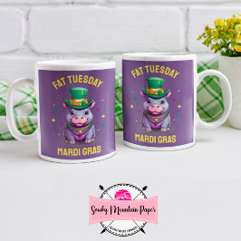 Whimsical Mardi Gras Tjock tisdag Hippo Kaffemugg