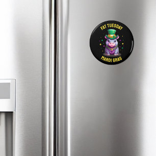 Whimsical Mardi Gras Tjock Tisdag Hippo Sticker Magnet