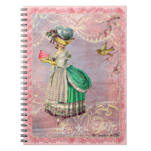 Whimsical Marie Antoinette & Cupcake Journal Anteckningsbok Med Spiral