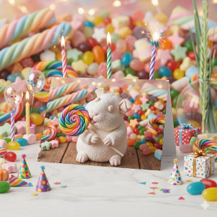 Whimsical Marshmallow Marsvin Glad Födelsedag Kort