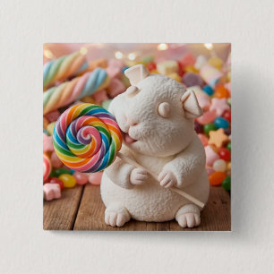 Whimsical Marshmallow Marsvin och Lollipop Knapp