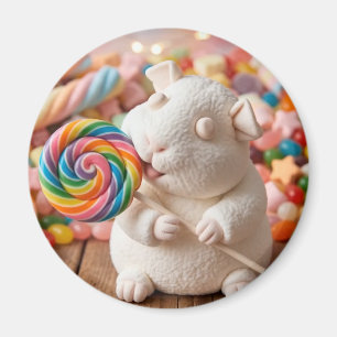 Whimsical Marshmallow Marsvin och Lollipop Magnet