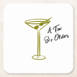 Whimsical Martini Illustration Birthday Underlägg Papper Kvadrat