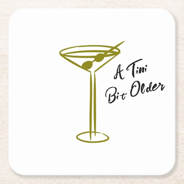 Whimsical Martini Illustration Birthday Underlägg Papper Kvadrat (Framsidan)