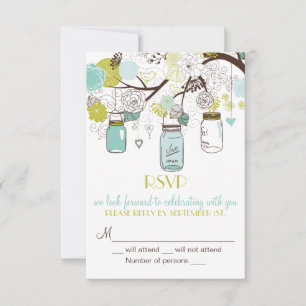 Whimsical Mason Jars RSVP Bröllopsinbjudan OSA Kort