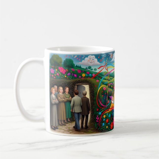 Whimsical Maypole Kaos och Vårglädje Mugg (Vänster)
