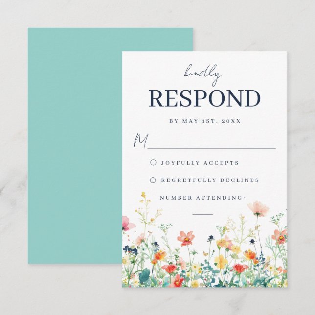 Whimsical Meadow Bröllop OSA Card Kort (Fram/baksida)