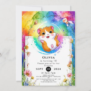 Whimsical Meadow Hamster Birthday Inbjudningar