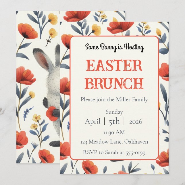 Whimsical Meadow Personalized Easter Brunch Inbjudningar (Fram/baksida)