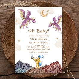 Whimsical Medieval Fairytale Dragon Baby Shower Inbjudningar