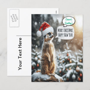 Whimsical Meerkat-jultomten Helg Vykort