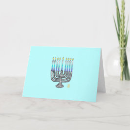 Whimsical Menorah Hanukkah Greeting Card Tack Kort