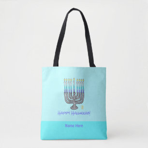 Whimsical Menorah "Lycklig Hanukkah" Anpassade til Tygkasse