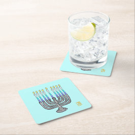 Whimsical Menorah Underlägg Papper Kvadrat