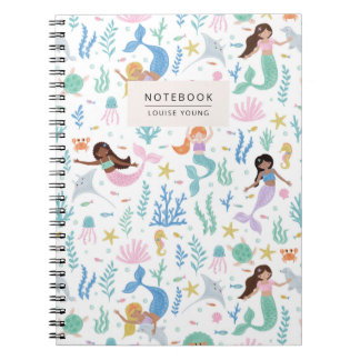 Whimsical Mermaid & Ocean Friends Pattern Notebook Anteckningsbok