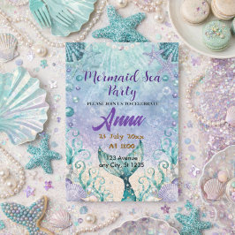 Whimsical Mermaid Under the Sea Birthday Party Inbjudningar