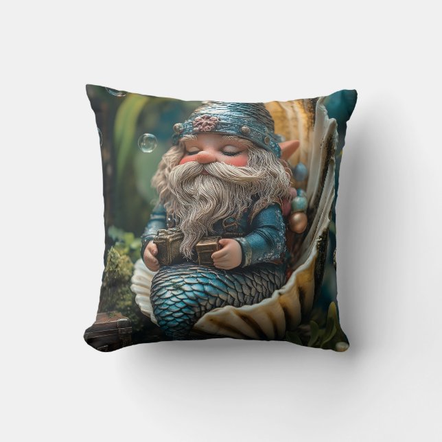 Whimsical Merman Gnome Figurine in Seashell - Unde Kudde (Framsida)