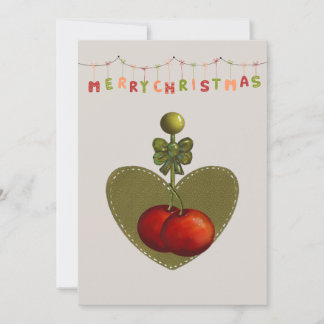 Whimsical Merry Christmas Hjärt- och röda kulor Ca Julkort