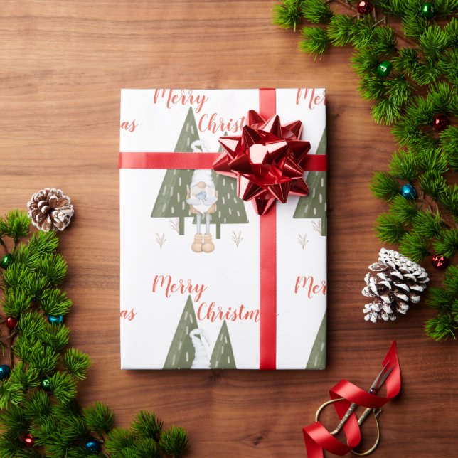 Whimsical Merry Christmas Tomte Presentpapper (Julgåva)