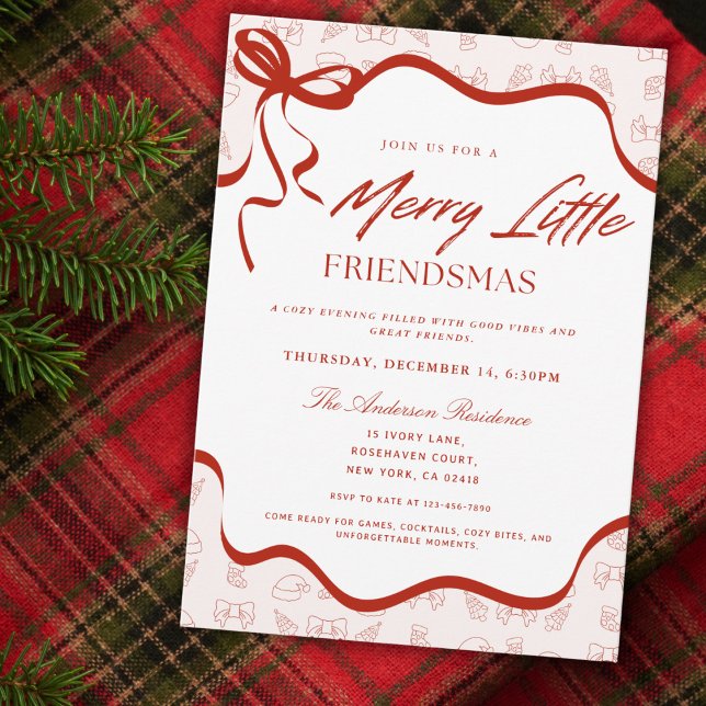 Whimsical Merry Little Friendsmas Christmas Party Inbjudningar (Skapare uppladdad)