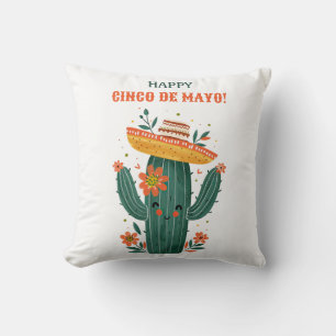 Whimsical Mexican Cactus Lycklig Cinco de Mayo Kudde