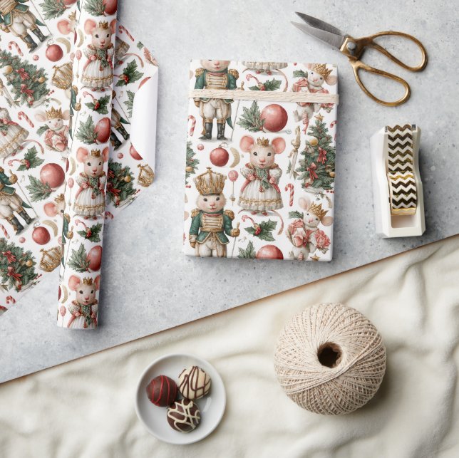 Whimsical Mice & Candy Canes Presentpapper (Hantverk)