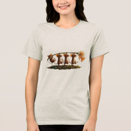 Whimsical Mice Carrying Daffodil Line Art T Shirt