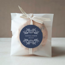 Whimsical Midnightblå Handritad Blommig Bröllop