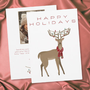 Whimsical Minimal Ren Happy Holidays Foto Julkort