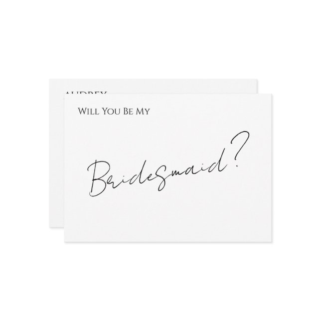 Whimsical Minimal Script Bridesmaid Proposal Card Inbjudningar (Fram/Back In Situ)