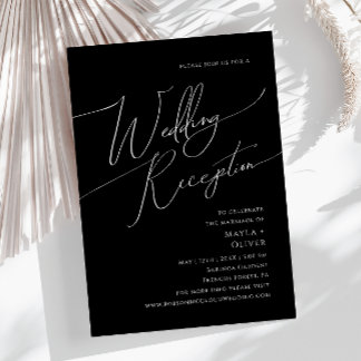 Whimsical Minimal Script | Svart Bröllopsmottagnin Inbjudningar