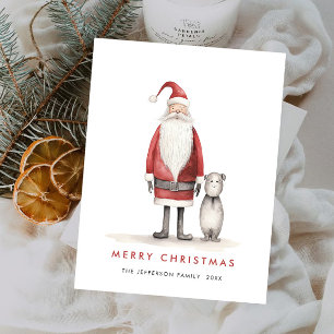 Whimsical minimalist tomte jul firande vykort
