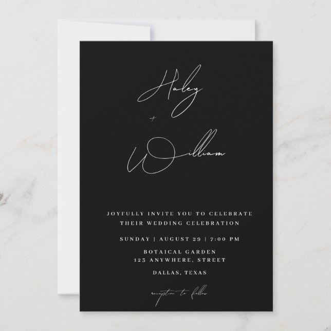 Whimsical Minimalistisk Kalligrafi Foto Bröllop Inbjudningar (Framsida)