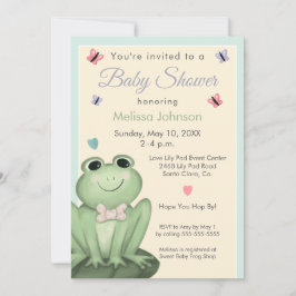Whimsical Mint Cream Groda Baby Shower Inbjudningar