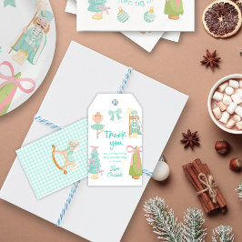 Whimsical Mint Nötknäppare Födelsedagspresent Tag Presentetikett