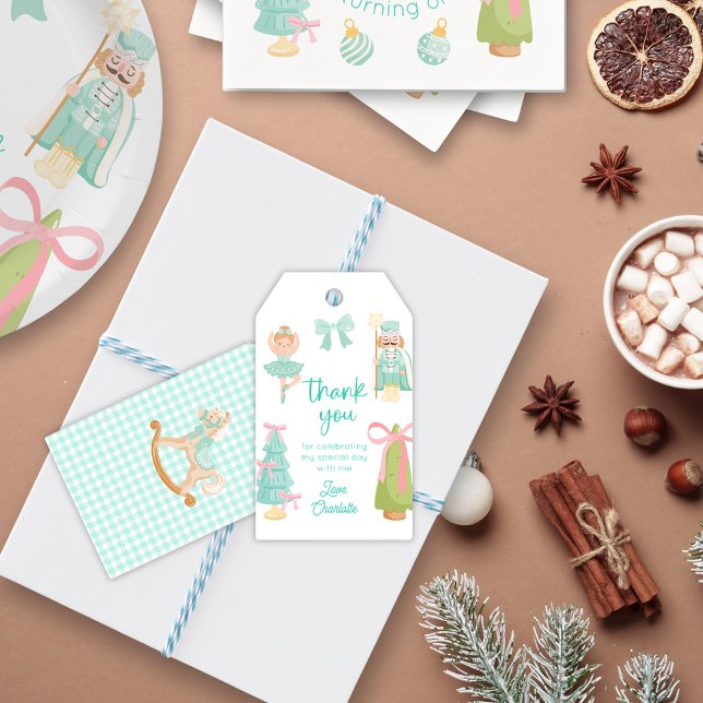 Whimsical Mint Nötknäppare Födelsedagspresent Tag Presentetikett (Skapare uppladdad)