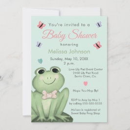 Whimsical Mintgrön Groda Baby Shower Inbjudningar