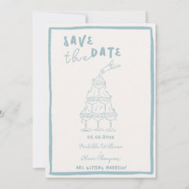 Whimsical Mistig Blå Save The Date Inbjudan