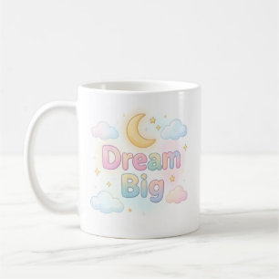 Whimsical mjuk pastellcitat på vit bakgrund kaffemugg