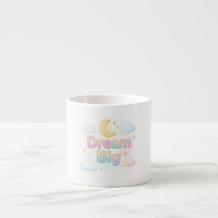 Whimsical mjuk pastellcitat på vit espressomugg