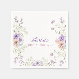 Whimsical Mjuk Vilda Blommor Stugträdgård Bröllop Pappersservett