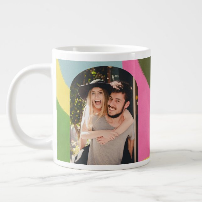 Whimsical Modern Abstrakt Art Photo Jumbo Mugg (Vänster)