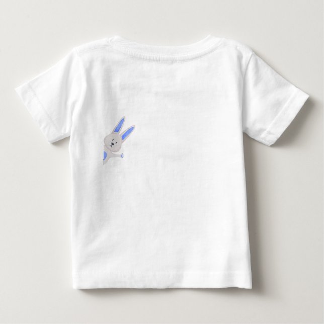 Whimsical Modern Blå Kanin 1-årsdag T Shirt (Baksida)