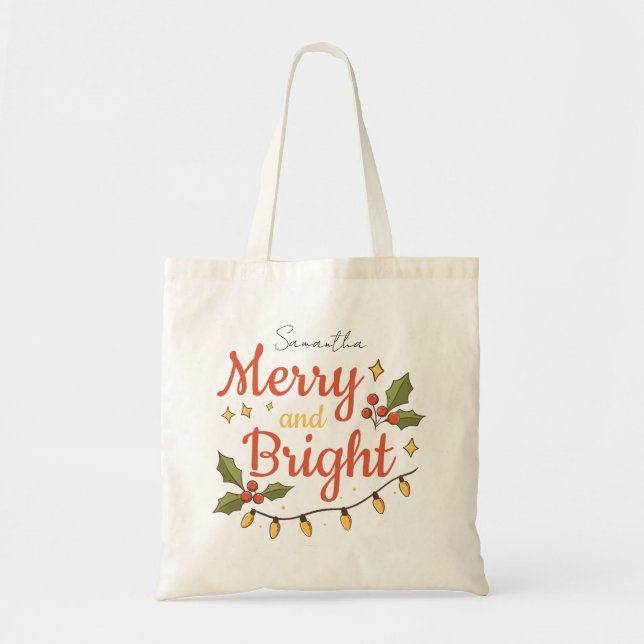Whimsical Modern Christmas Holiday Tote Bag Tygkasse (Framsidan)