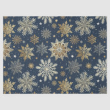 Whimsical Modern Marin Guld Snöflingor Decoupage